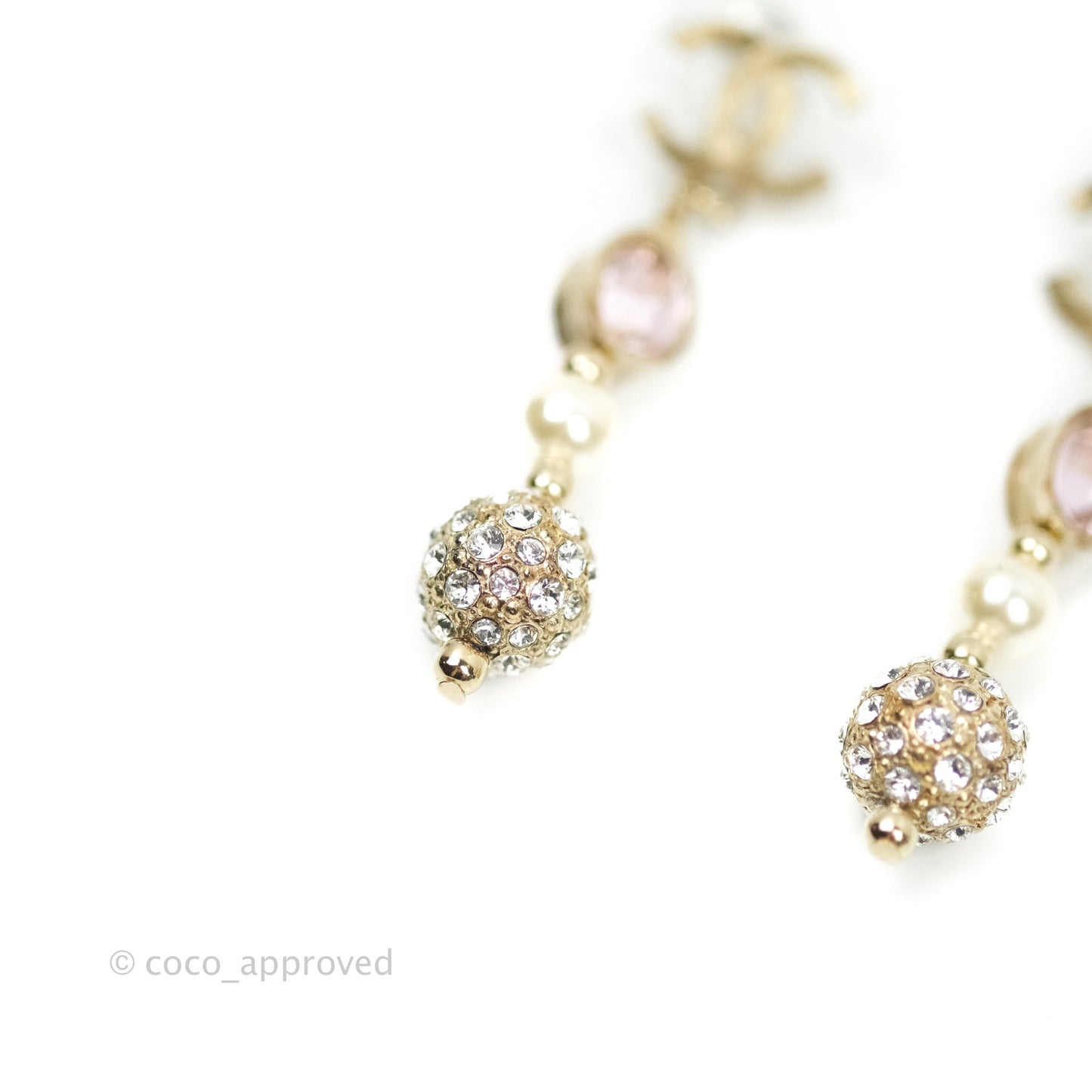 Chanel Crystal Gold Tone Drop Earrings 16P