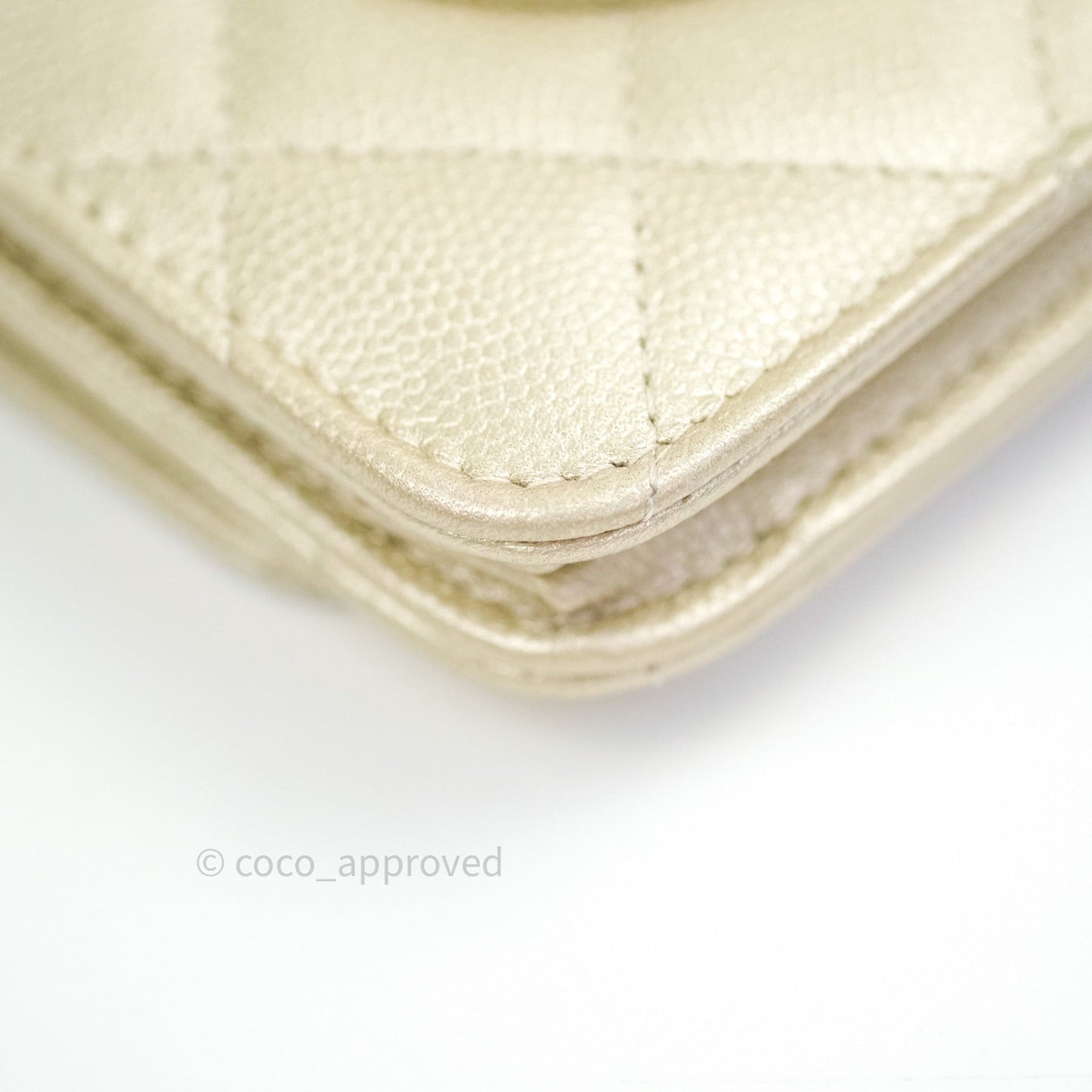 Chanel Quilted Wallet on Chain WOC Light Gold Caviar Gold Hardware