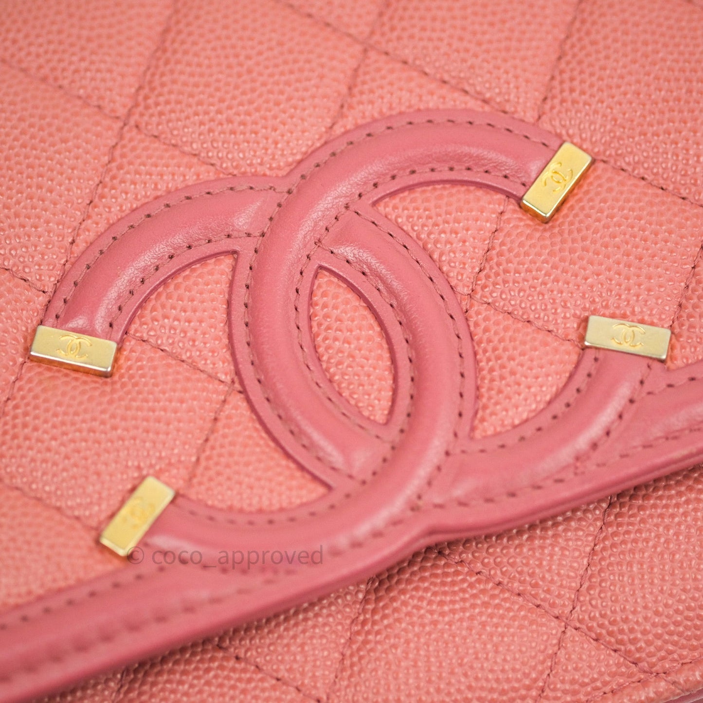 Chanel Filigree Wallet on Chain WOC Pink Caviar Gold Hardware
