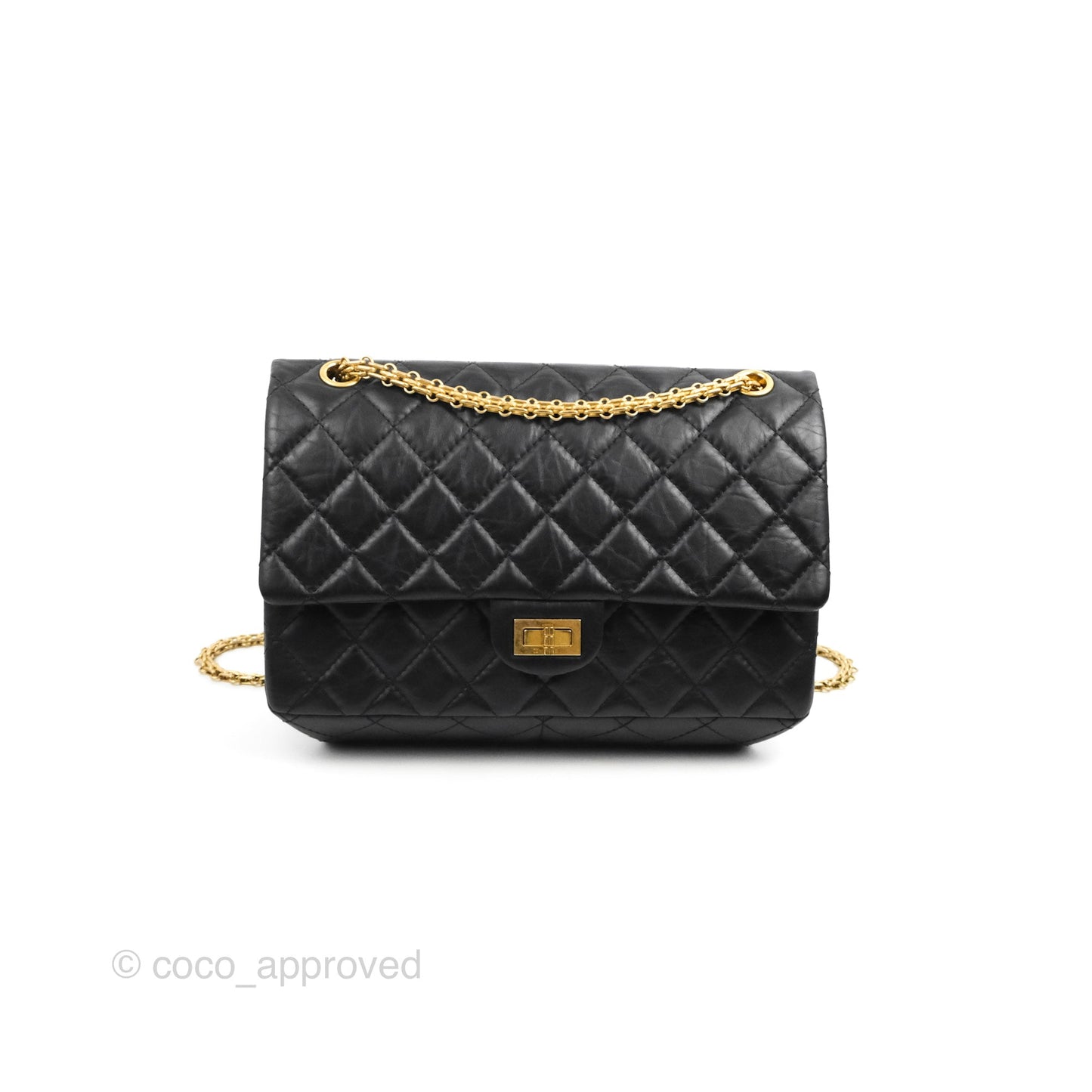 Chanel Reissue 226 Quilted Black Aged Calfskin Aged Gold Hardware