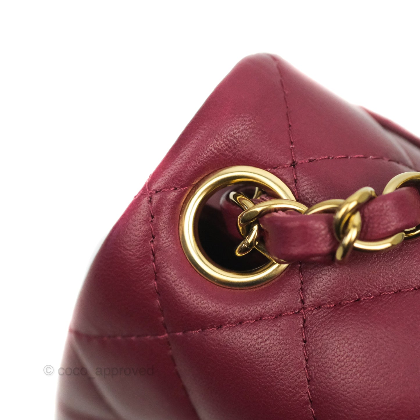 Chanel Quilted Mini Square Dark Red Burgundy Lambskin Gold Hardware 21K