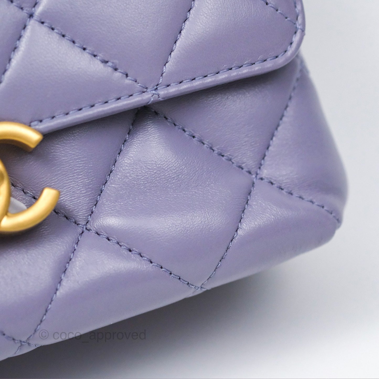Chanel Crystal Pearl Chain Mini Flap Bag Purple Lambskin Aged Gold Hardware