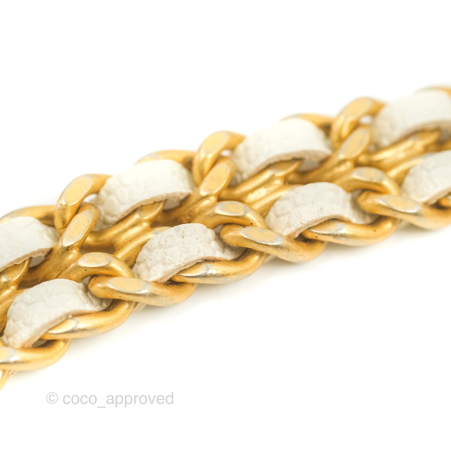 Chanel Mini Clutch With Chain White Caviar Aged Gold Hardware