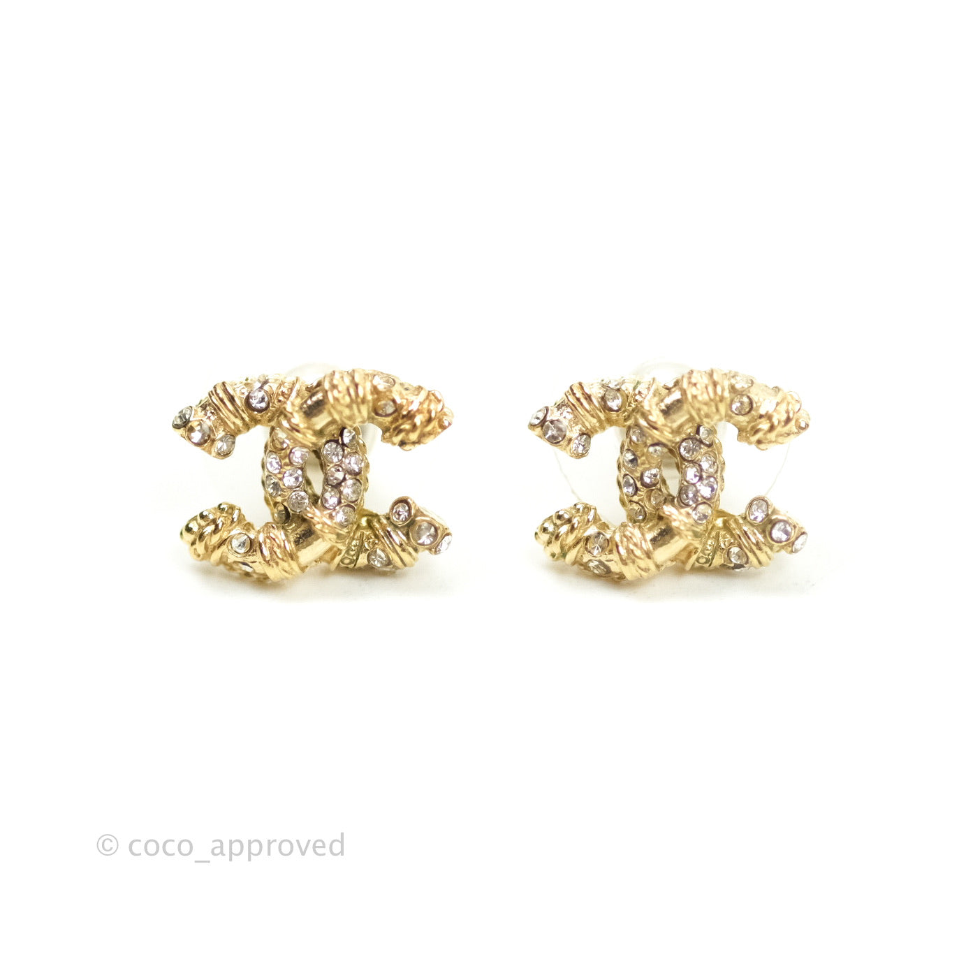 Chanel CC Earrings Gold Tone
