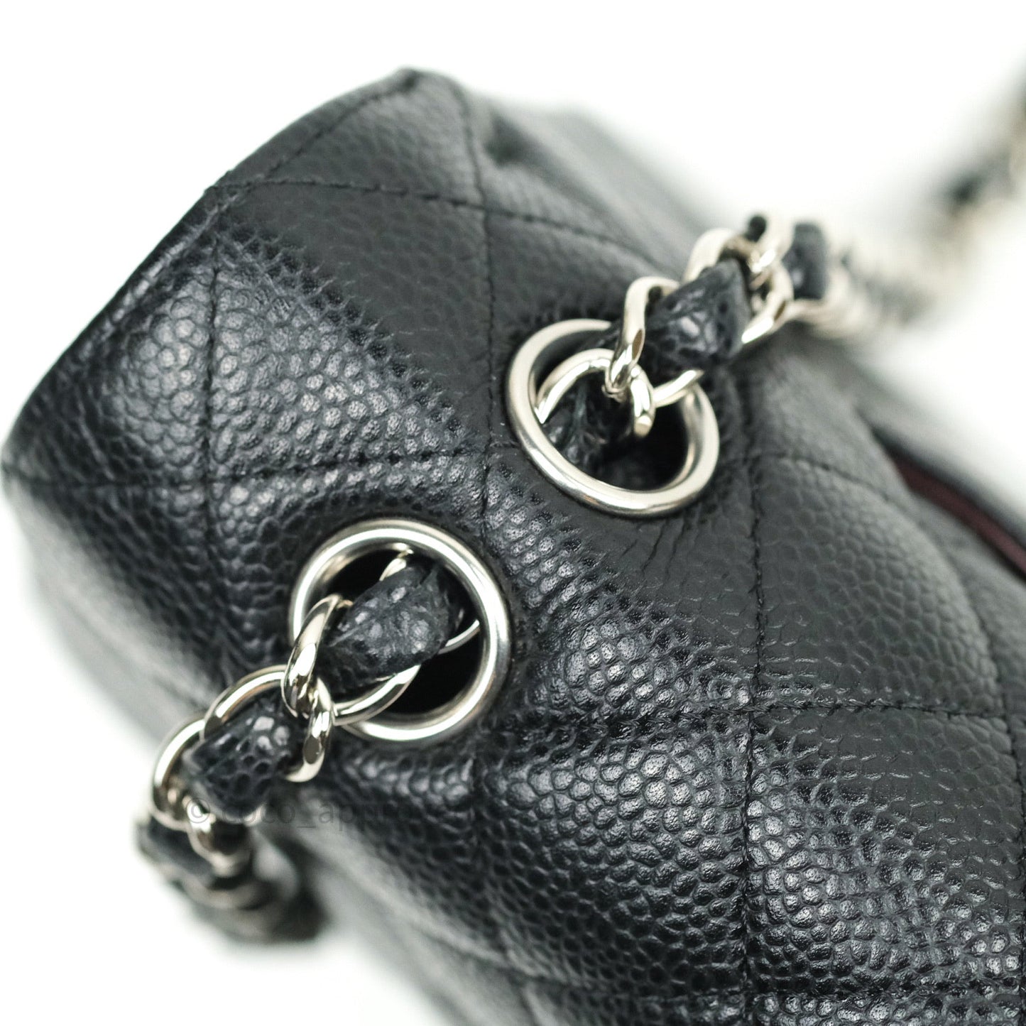 Chanel Quilted M/L Medium Double Flap Bag Black Caviar Silver Hardware
