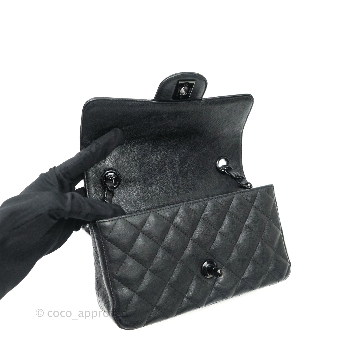 Chanel Quilted Mini Rectangular Flap So Black Crumpled Calfskin