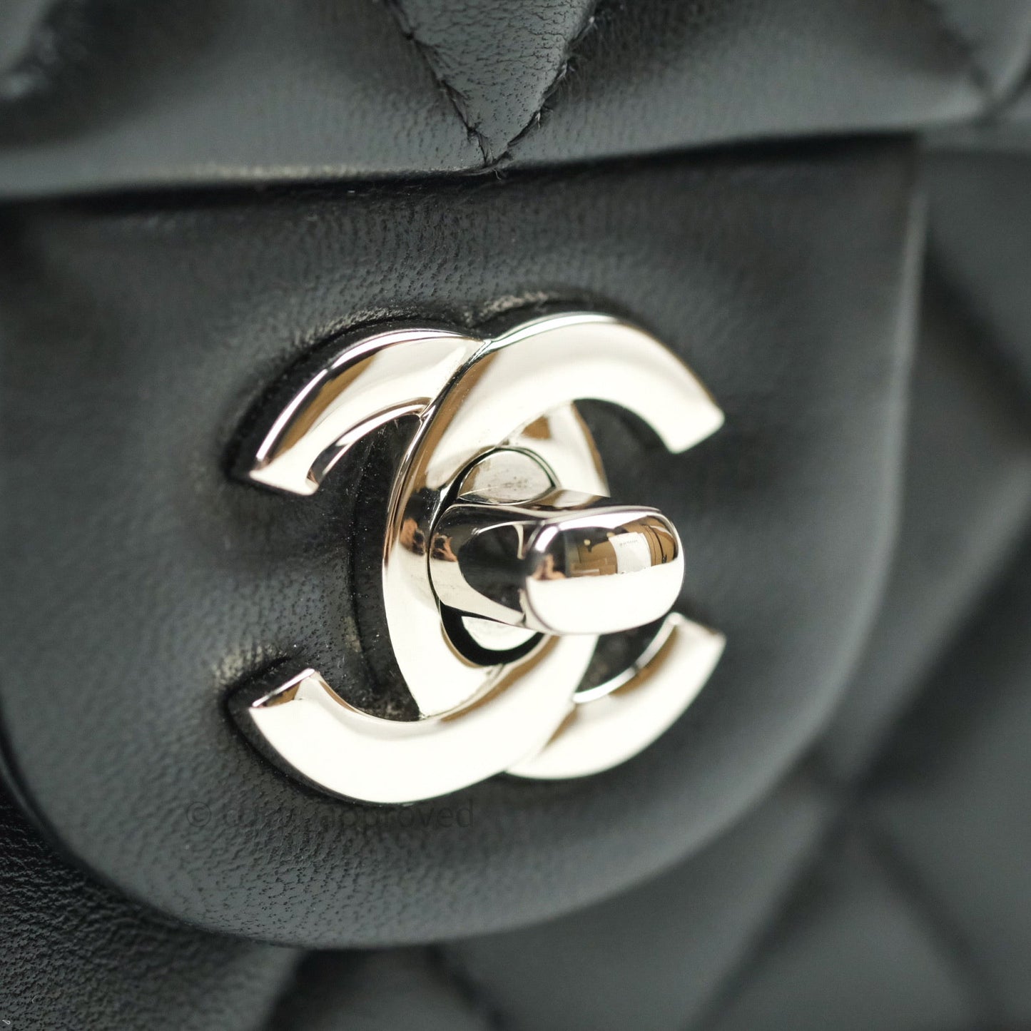 Chanel Quilted Mini Rectangular Black Lambskin Silver Hardware