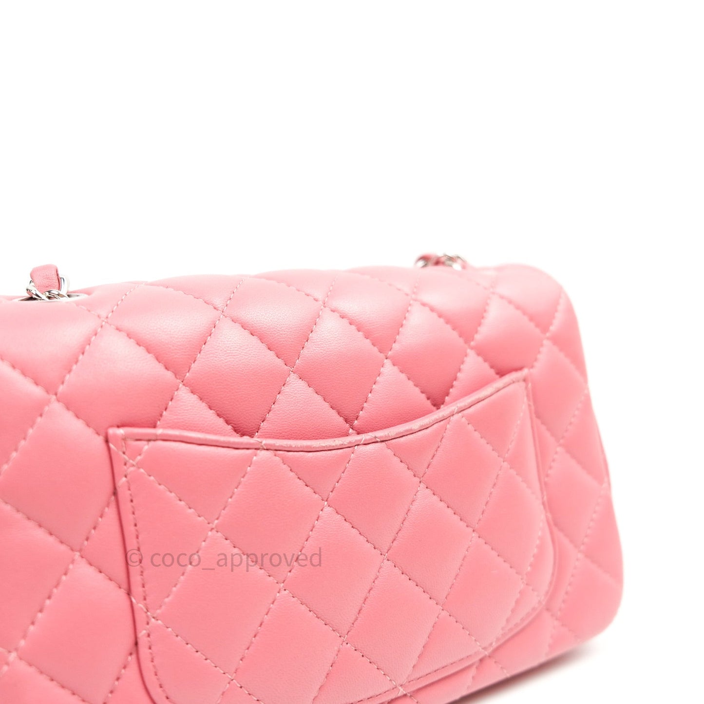 Chanel Quilted Mini Rectangular Pink Lambskin Silver Hardware