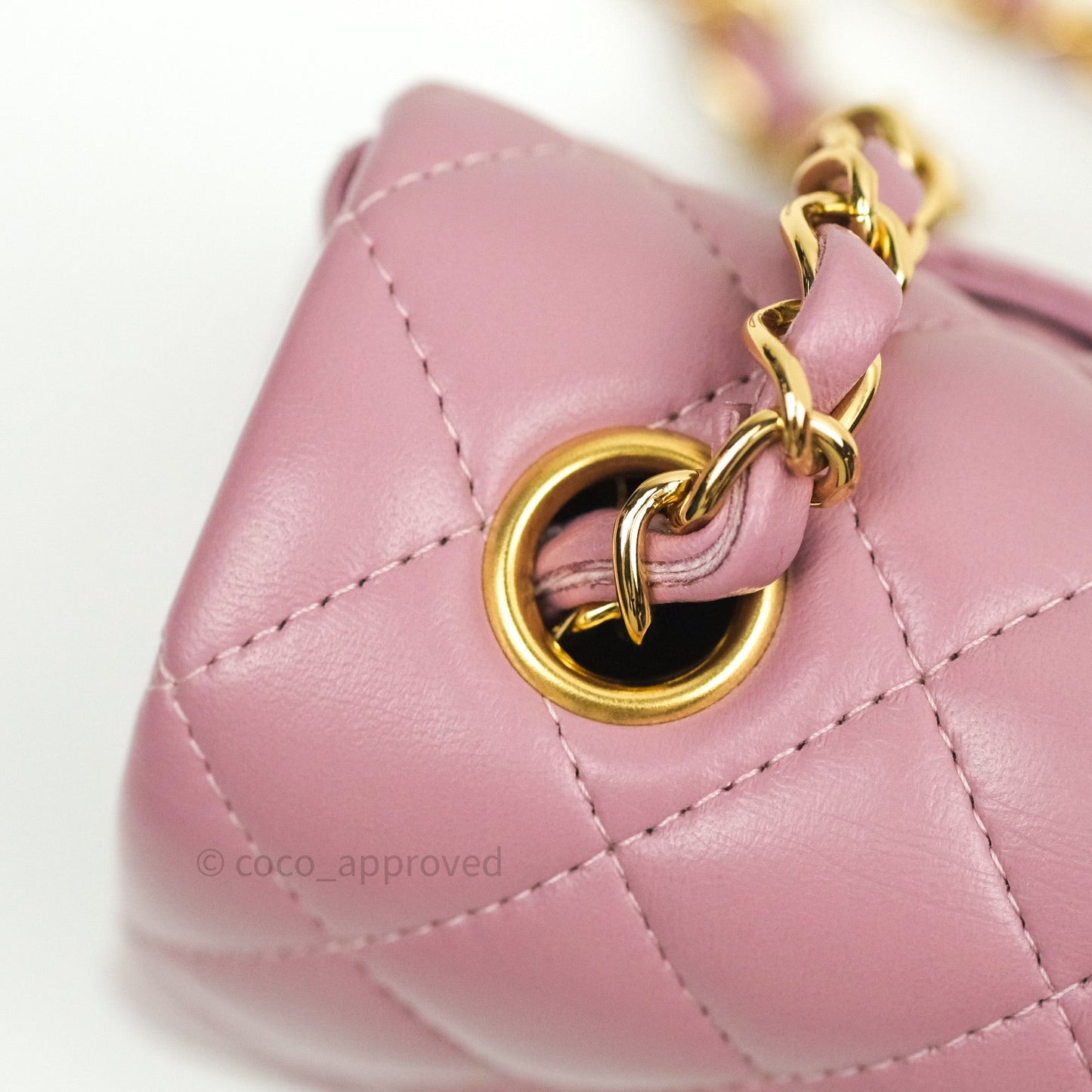 Chanel Quilted Mini Rectangular Pink Lambskin Gold Hardware