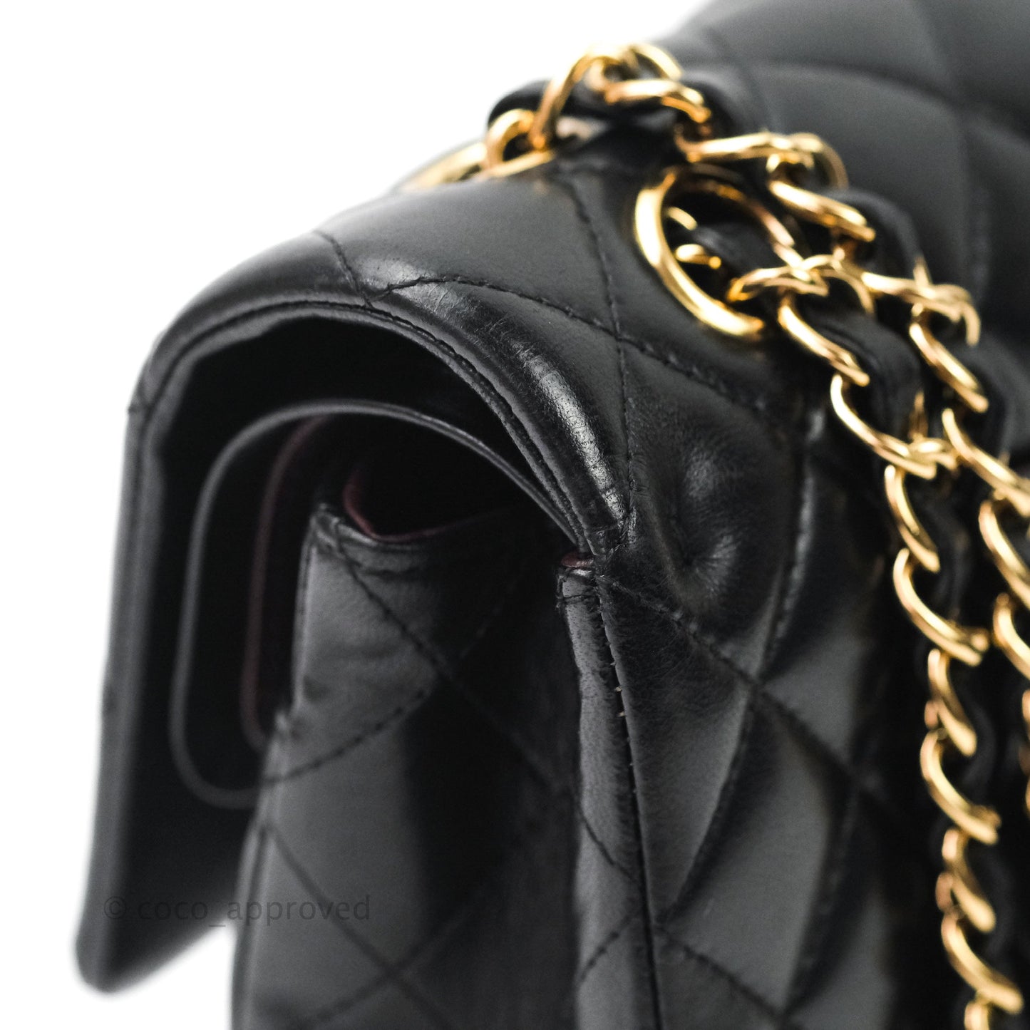 Chanel Classic M/L Medium Double Flap Bag Black Lambskin Gold Hardware