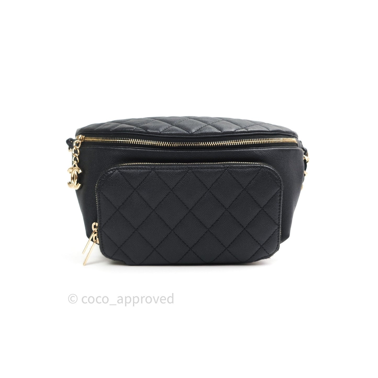 Chanel Quilted Business Affinity Waist Belt Bag Black Caviar Gold Hardware