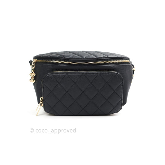 Chanel Quilted Business Affinity Waist Belt Bag Black Caviar Gold Hardware