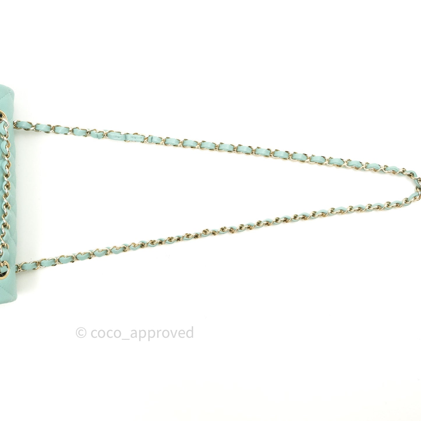 Chanel Classic Small S/M Flap Tiffany Blue Caviar Light Gold Hardware