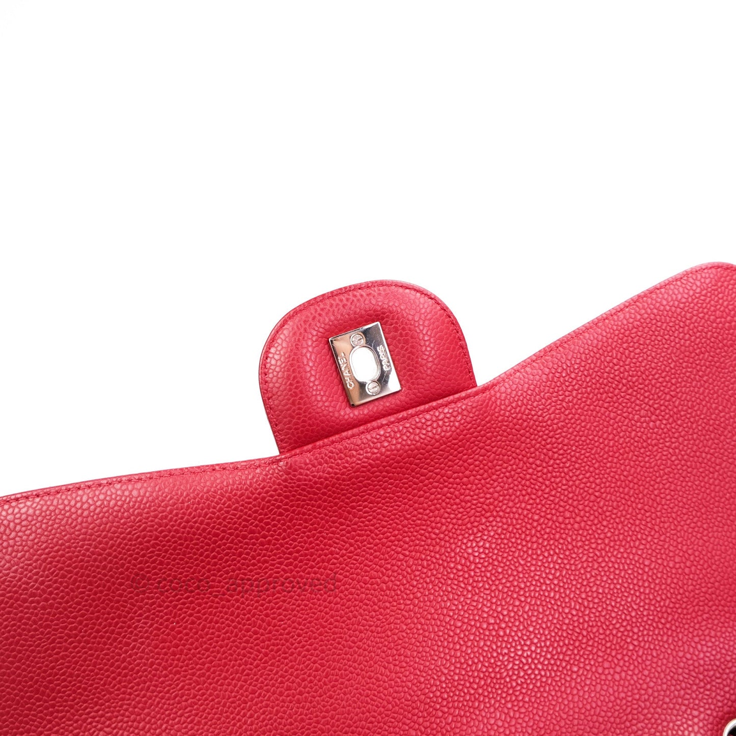 Chanel Jumbo Single Flap Red Caviar Silver Hardware⁣⁣