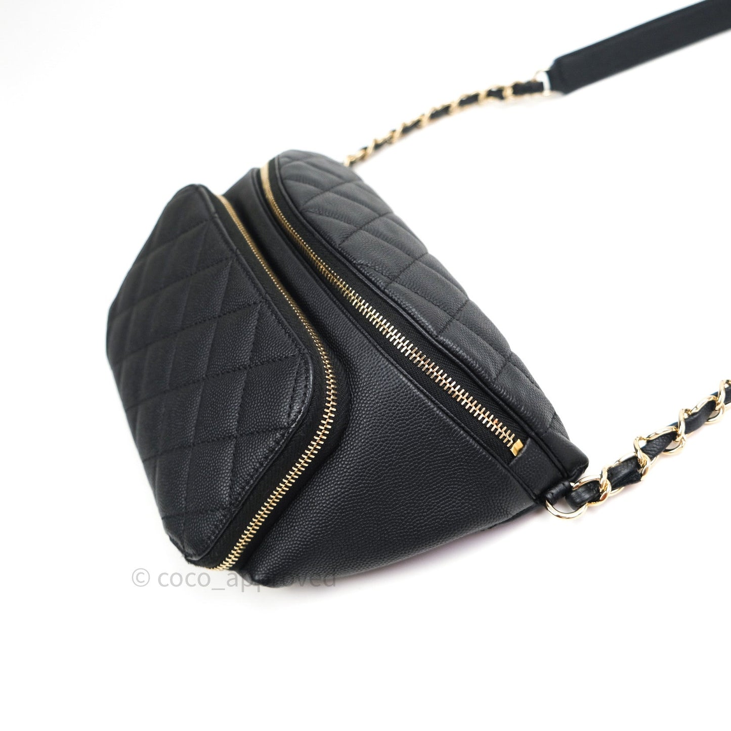 Chanel Quilted Business Affinity Waist Belt Bag Black Caviar Gold Hardware