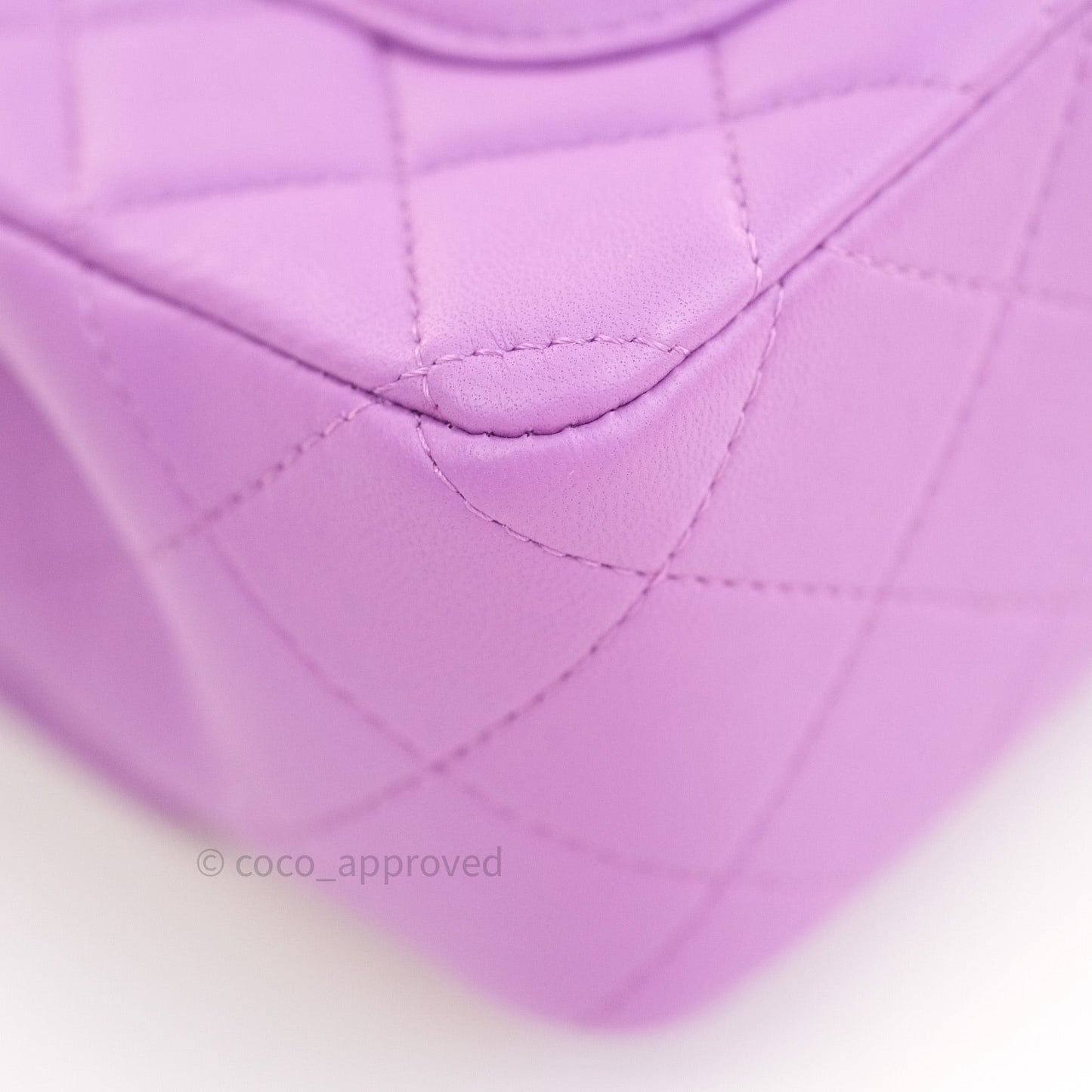 Chanel Quilted Mini Rectangular Flap Purple Lambskin Silver Hardware