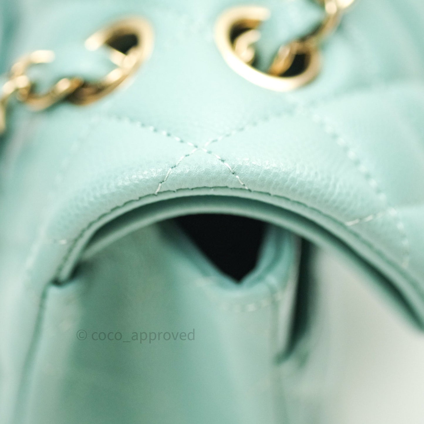Chanel Classic Small S/M Flap Tiffany Blue Caviar Light Gold Hardware