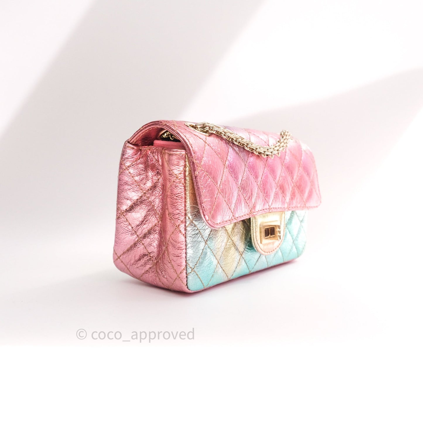 Chanel Mini Reissue 224 Rainbow Quilted Calfskin Gold Hardware