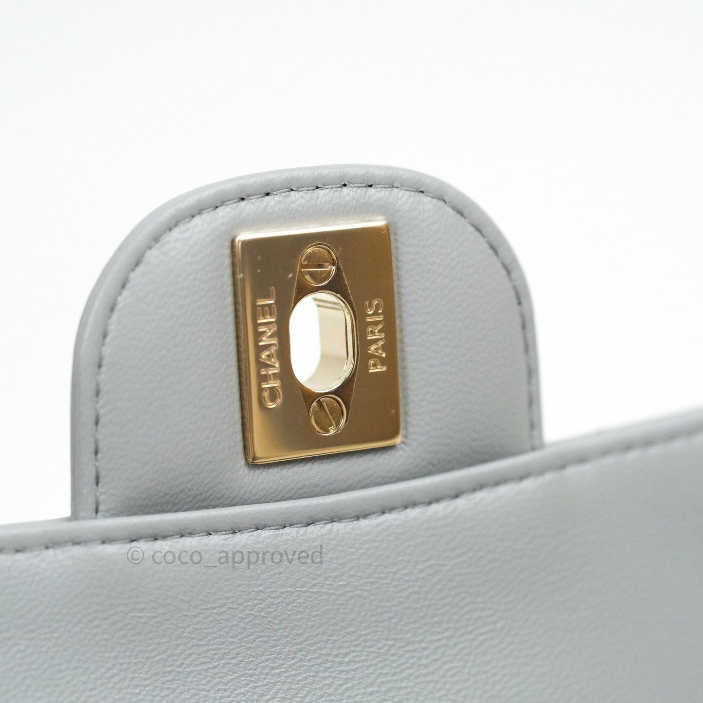 Chanel Quilted Mini Rectangular Grey Lambskin Gold Hardware