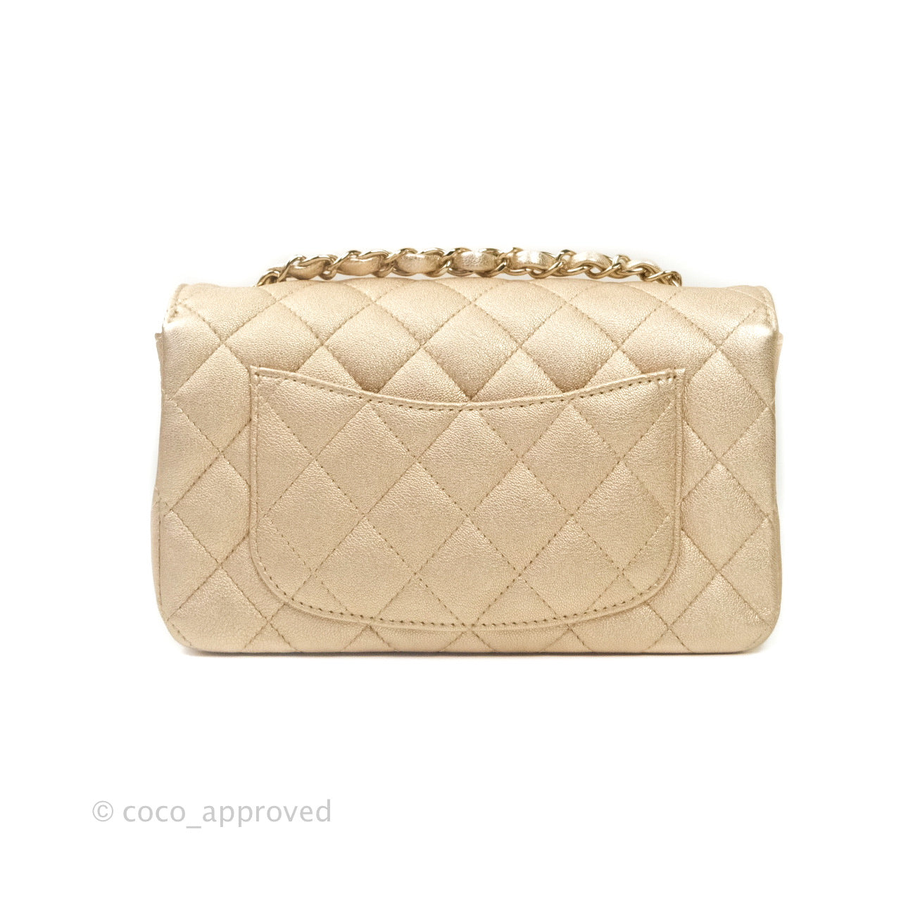 Chanel Quilted Mini Rectangular Iridescent Gold Lambskin Gold Hardware