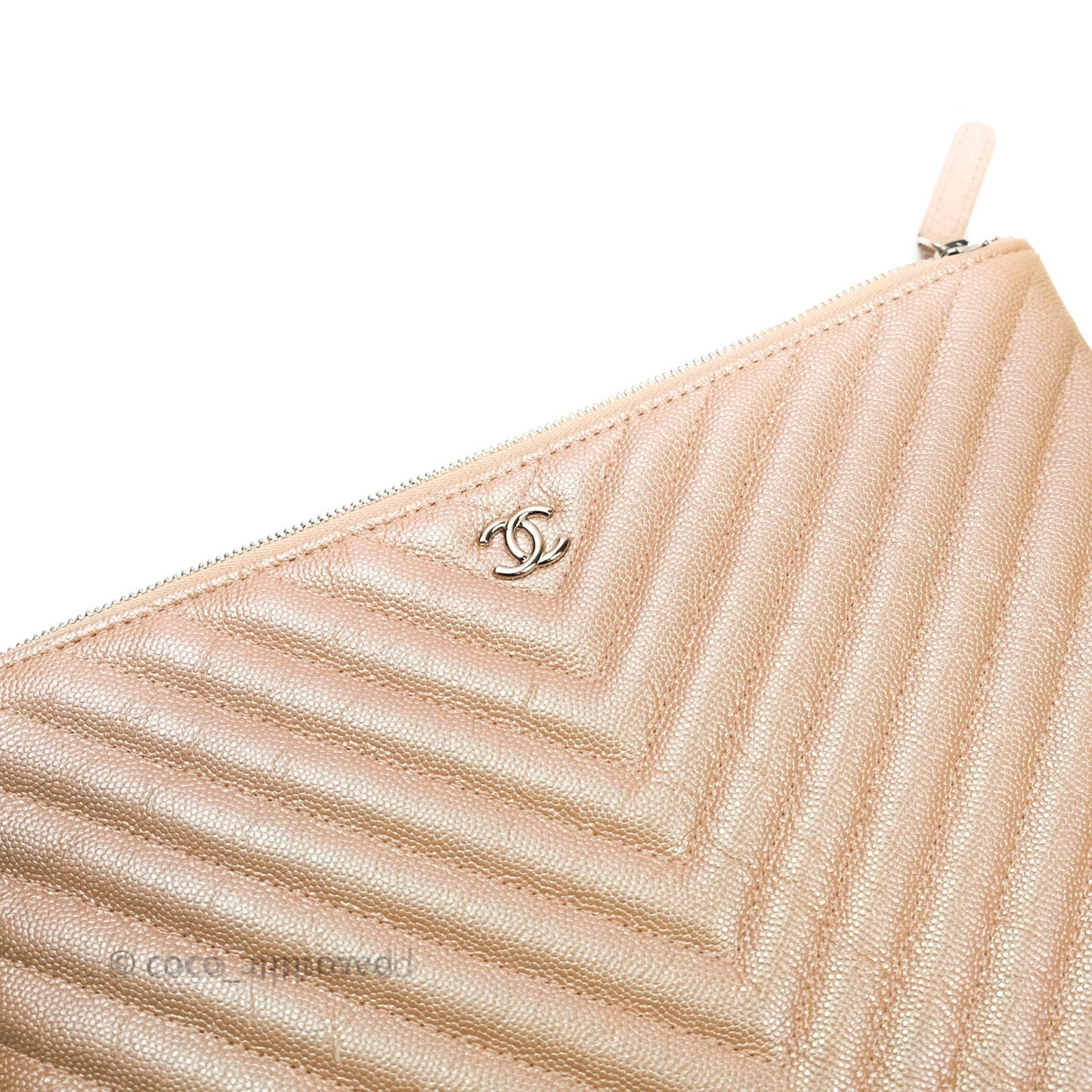 Chanel Medium O Case Chevron Rose Gold 17B