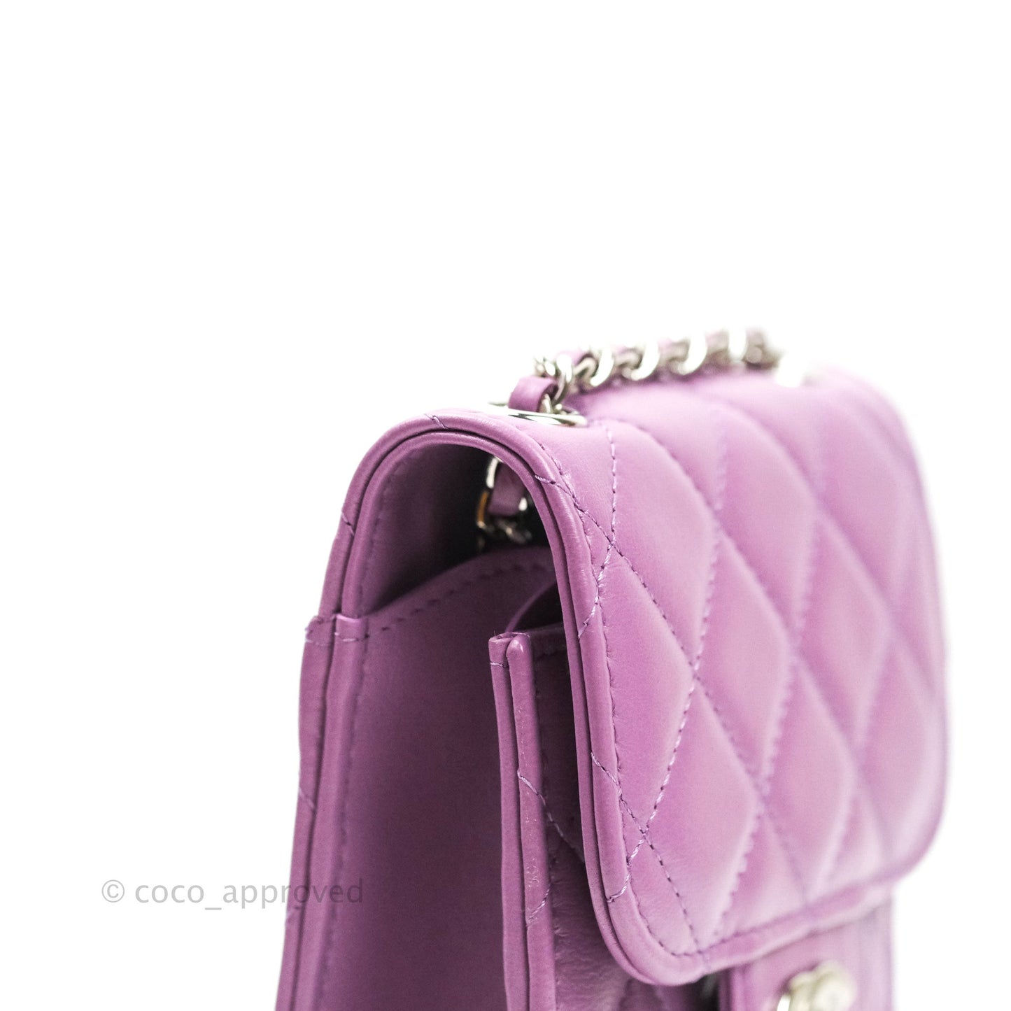 Chanel Classic Quilted Purple Silver Hardware Phone Holder