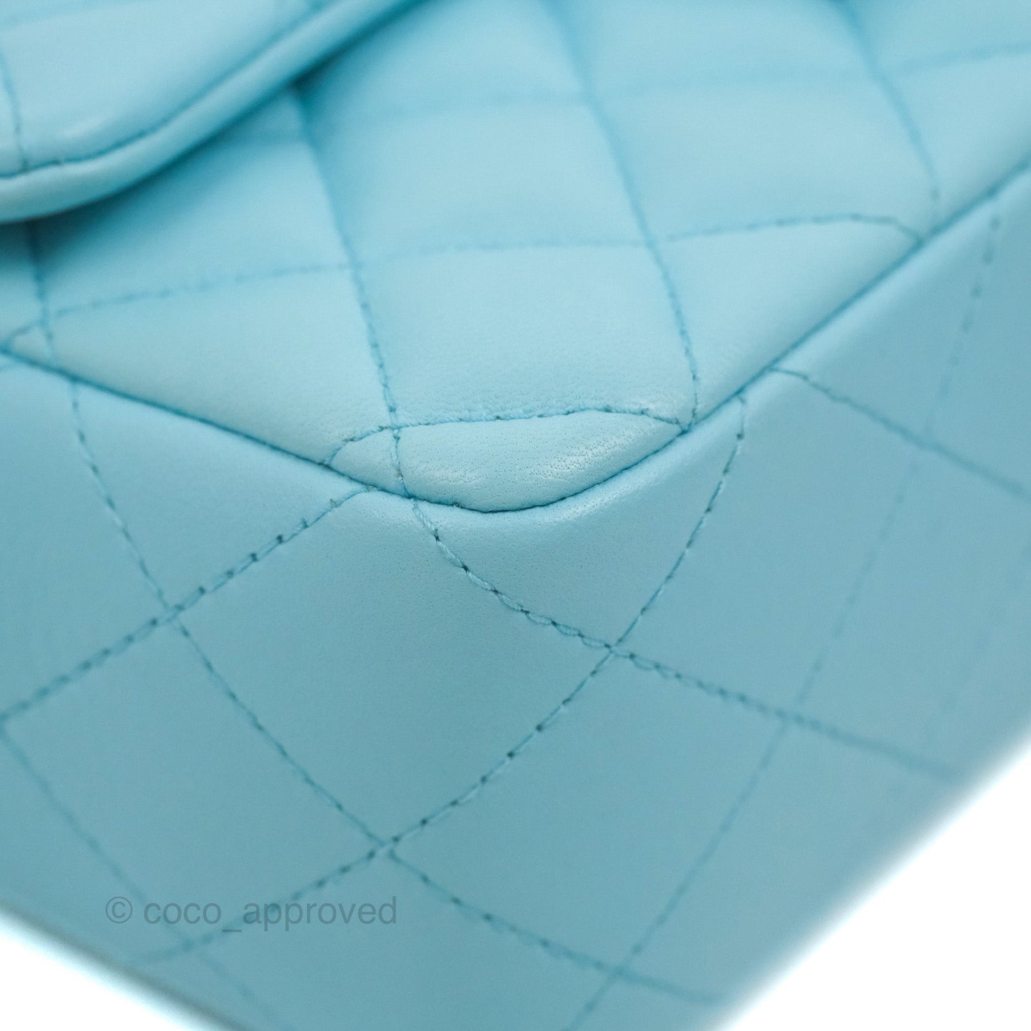 Chanel Quilted Mini Rectangular Flap Light Blue Lambskin Silver Hardware