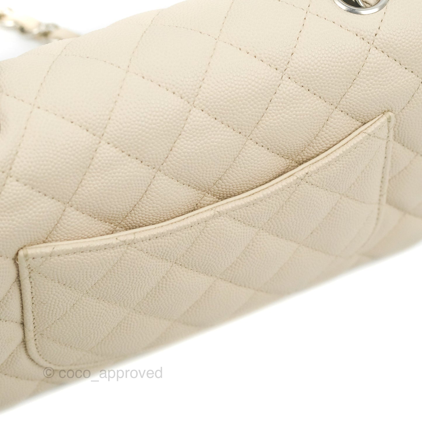 Chanel Quilted Mini Rectangular Ivory Caviar Silver Hardware