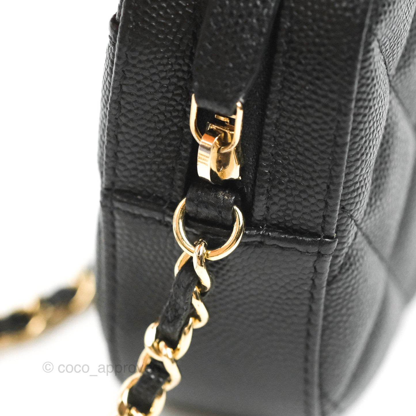 Chanel Quilted Camera Bag Black Caviar Gold Hardware 21A