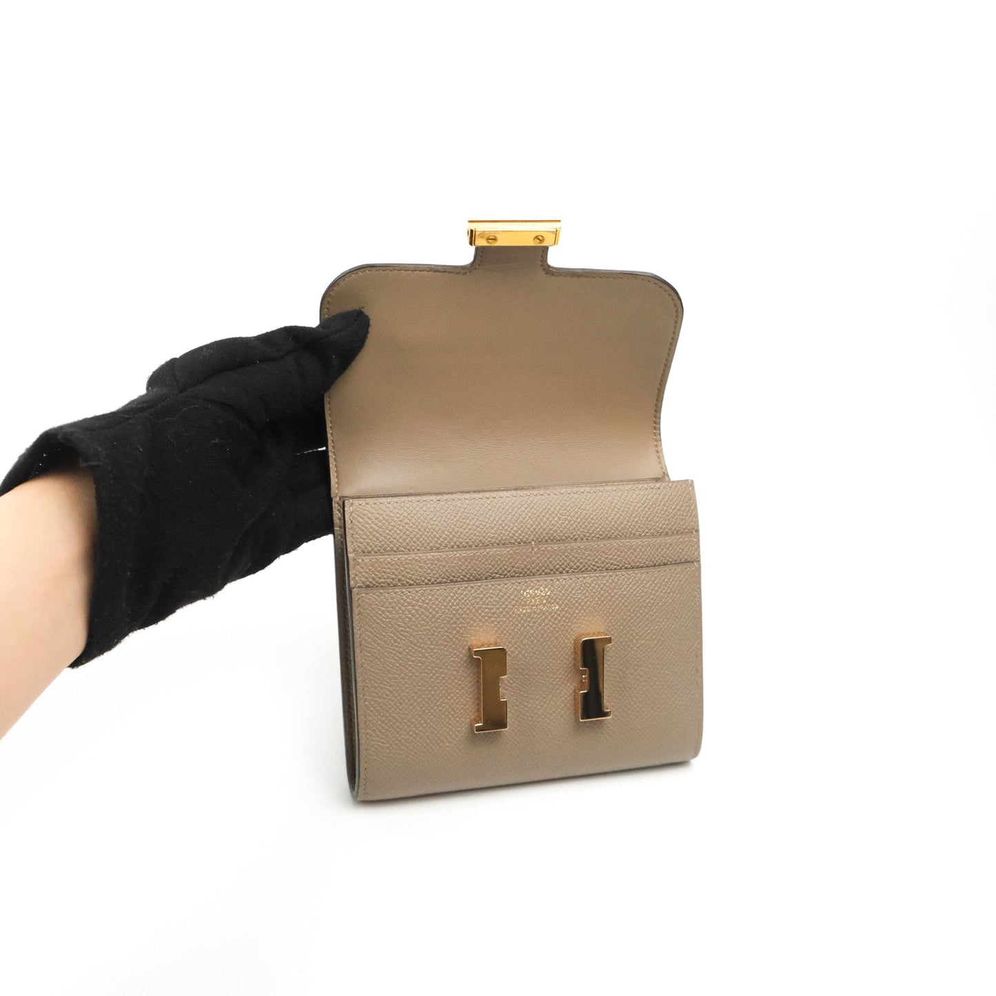 Hermès Constance Short Wallet Gris Asphalt Epsom Rose Gold Hardware