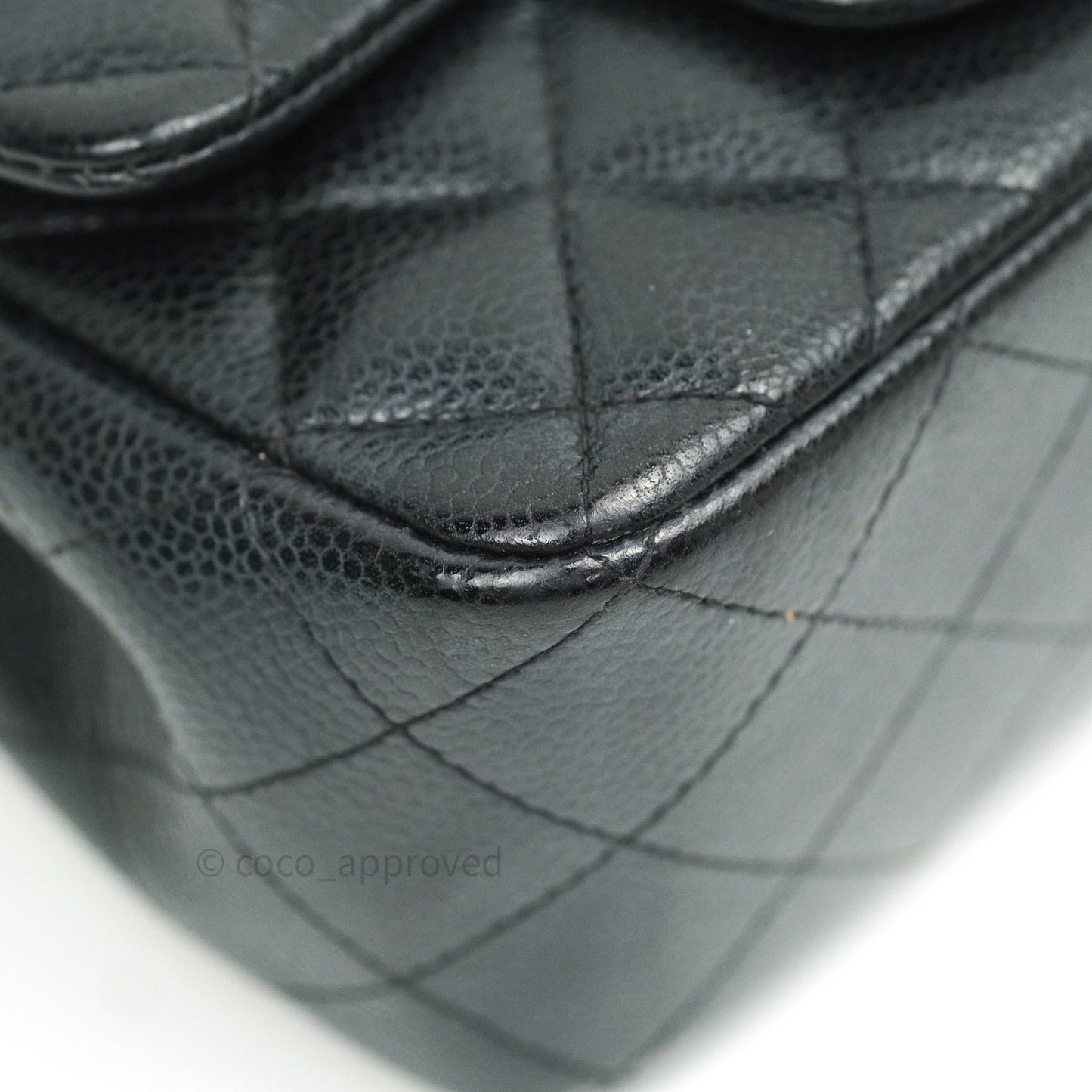 Chanel Mini Square Black Quilted Caviar Ruthenium Hardware