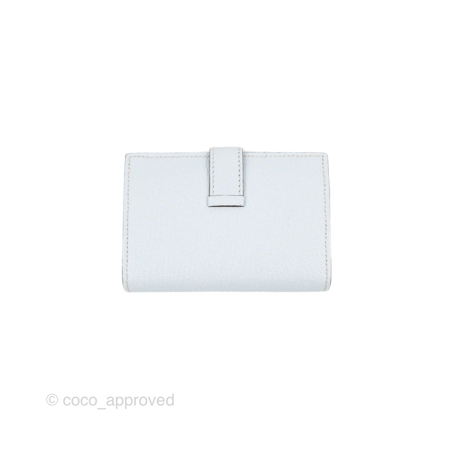 Hermes Bearn Card Holder Chevre Mysore Bleu Brume Gold Hardware