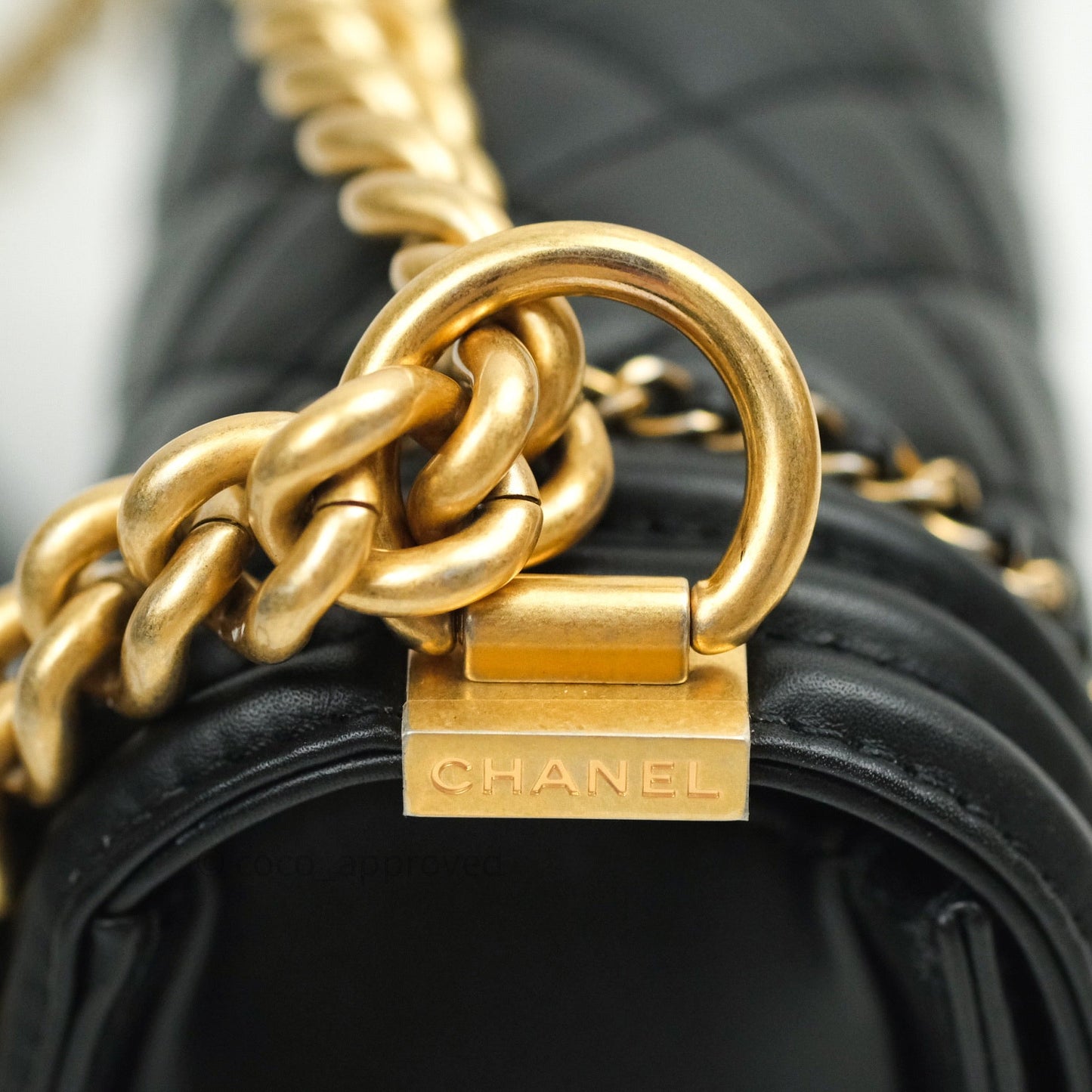 Chanel Boy Quilted Medium Black Calfskin Gold Hardware 20C