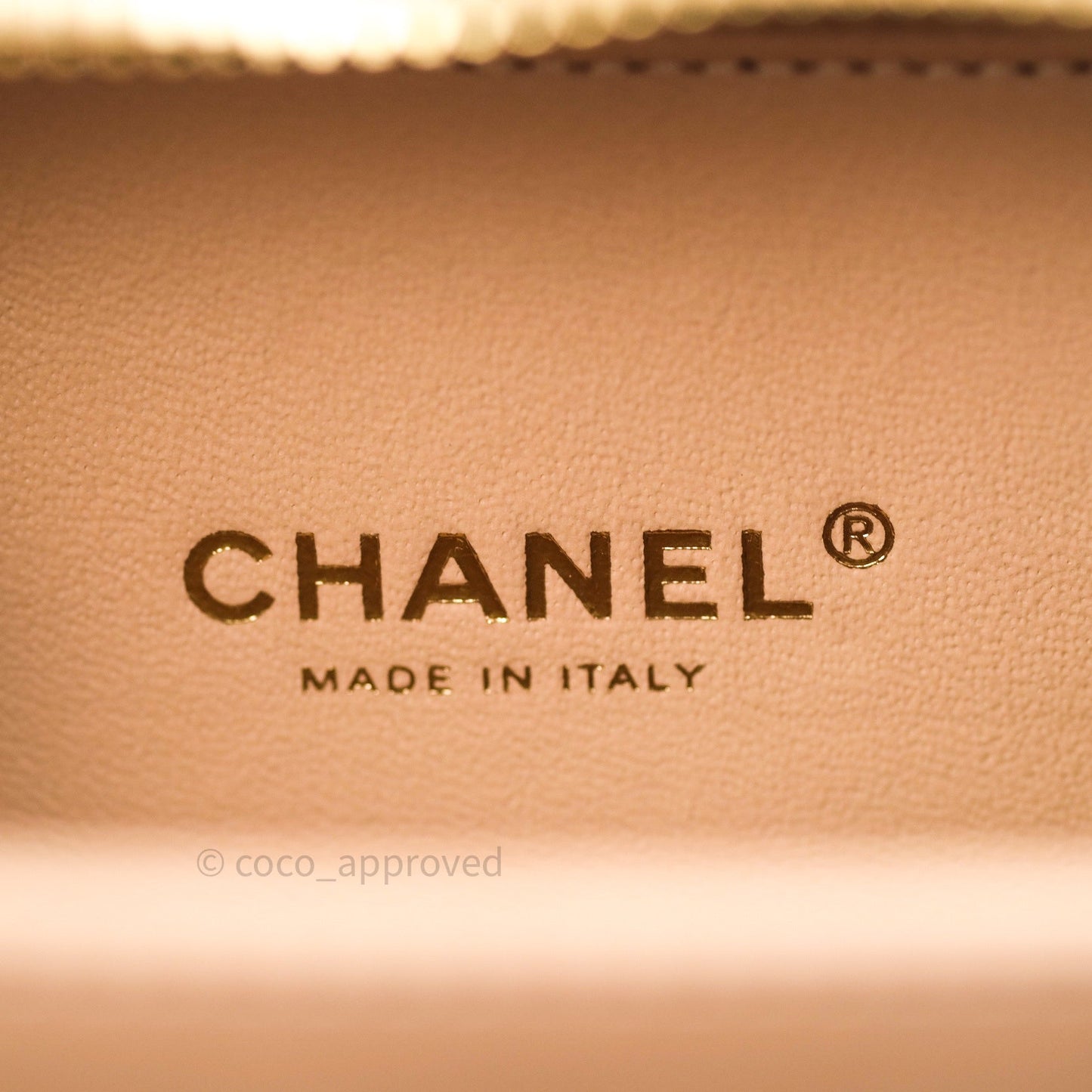 Chanel Quilted Small CC Filigree Vanity Case Beige Beige Caviar