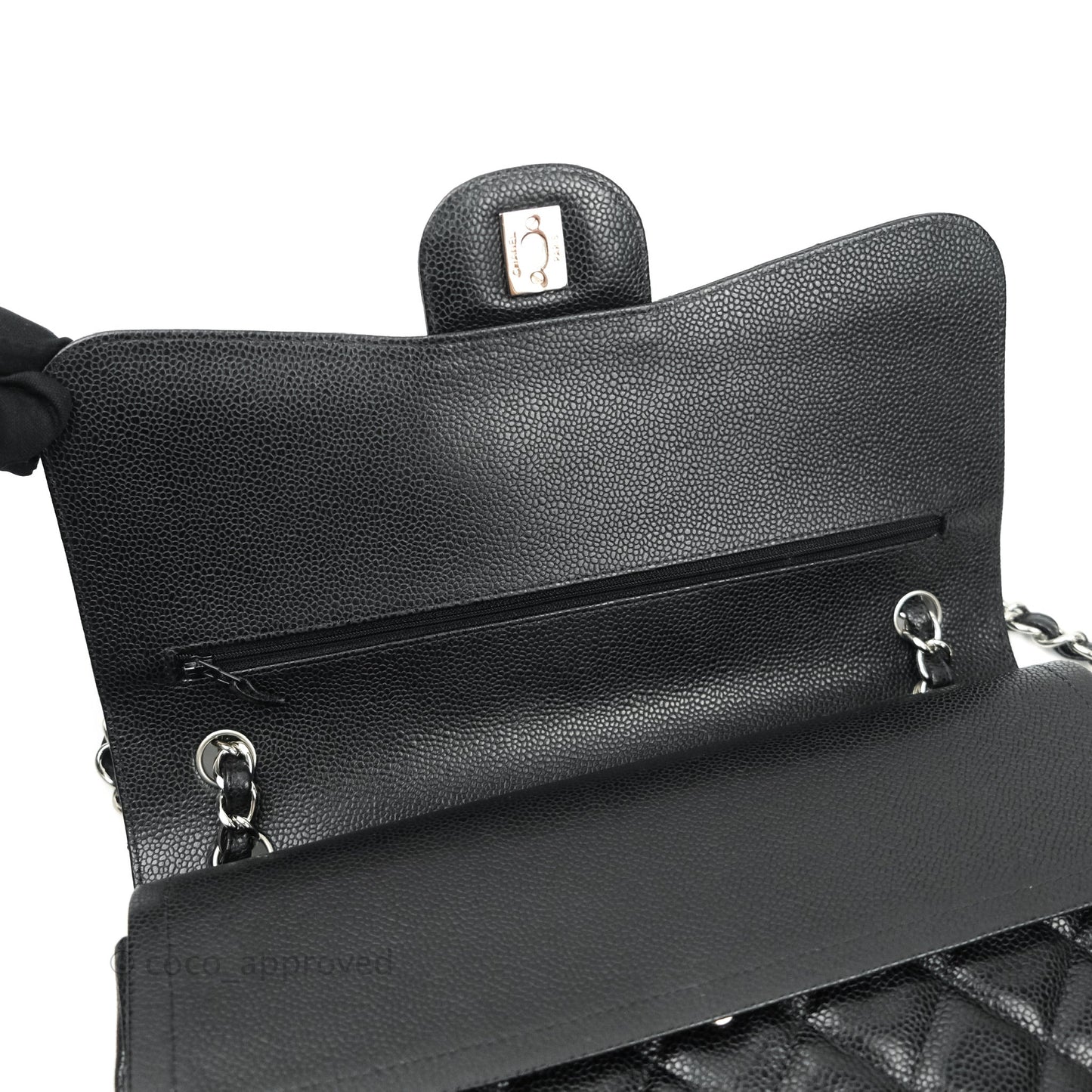 Chanel Jumbo Double Flap Black Caviar Silver Hardware⁣⁣