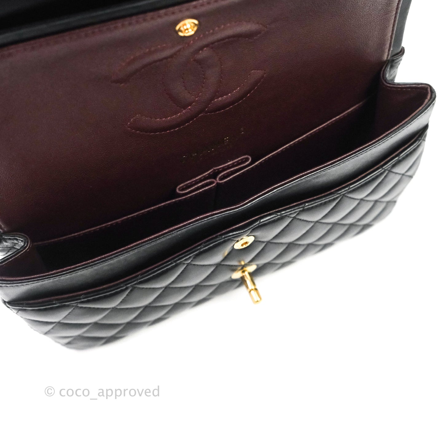 Chanel Classic M/L Medium Double Flap Bag Black Lambskin Gold Hardware