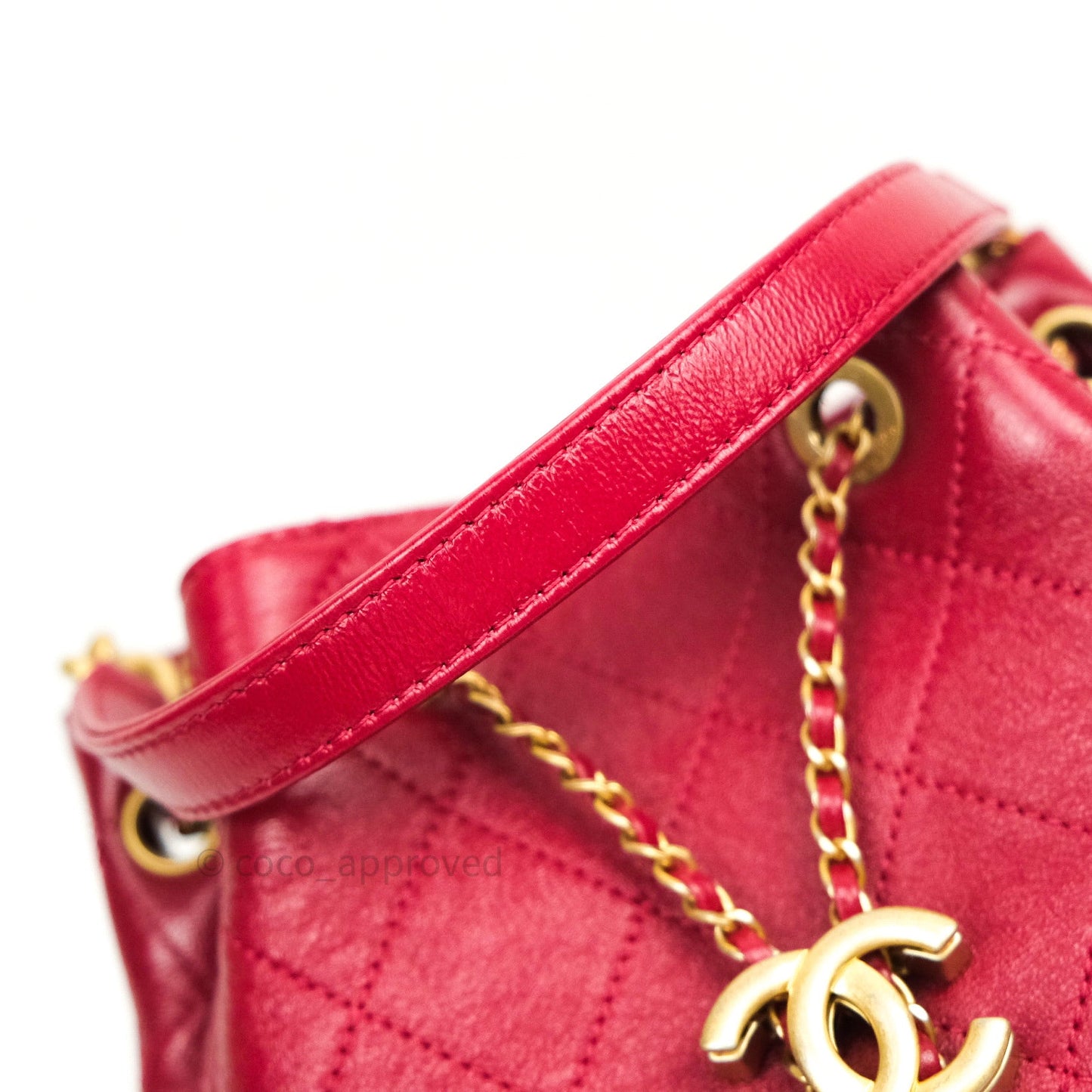 Chanel Drawstring Bucket Bag Red Calfskin Gold Hardware 20S