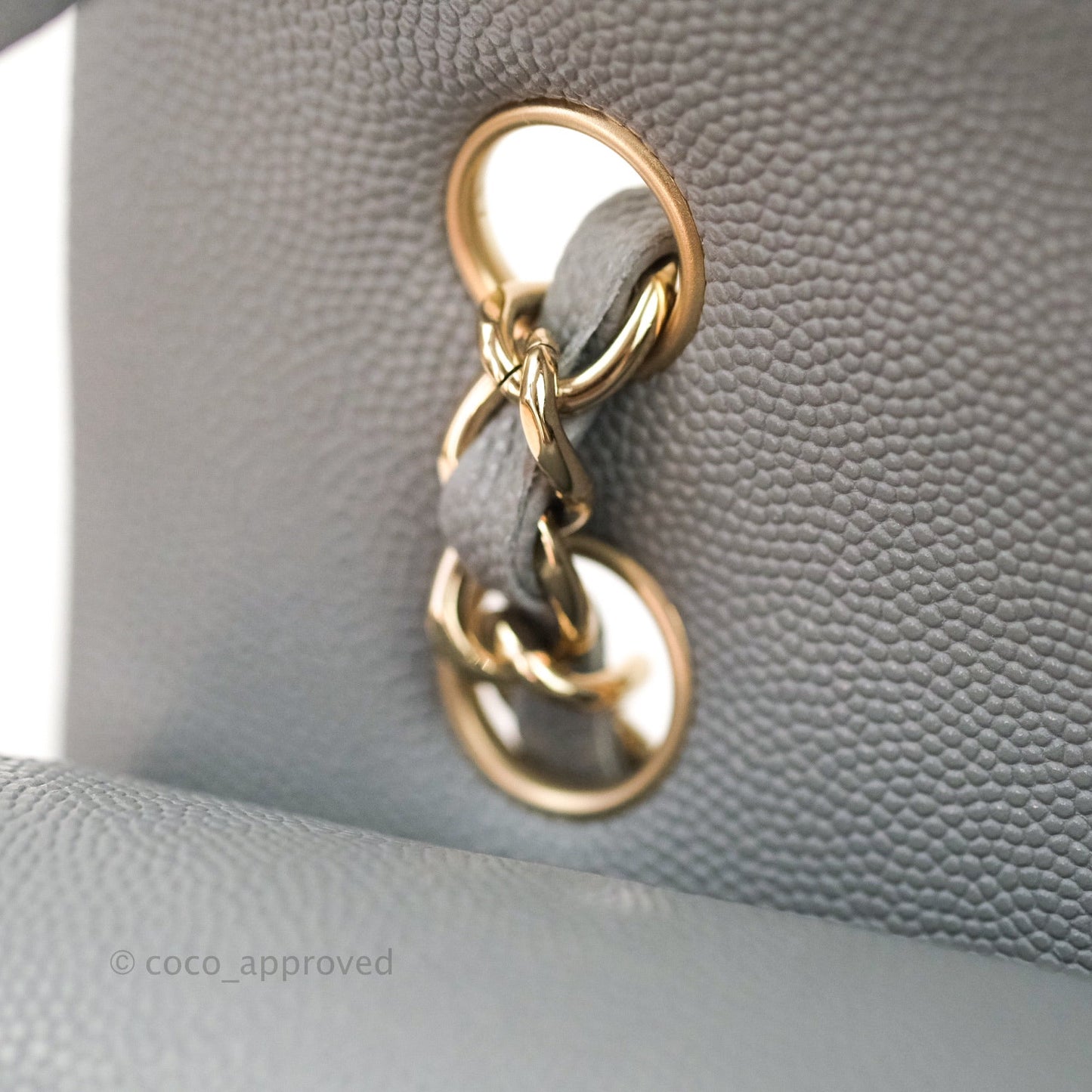 Chanel Classic M/L Medium Double Flap Quilted Grey Caviar Gold Hardware 20C