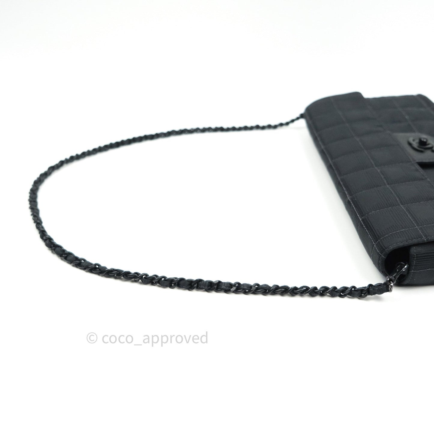 Chanel Denim So Black Camellia Clutch With Chain