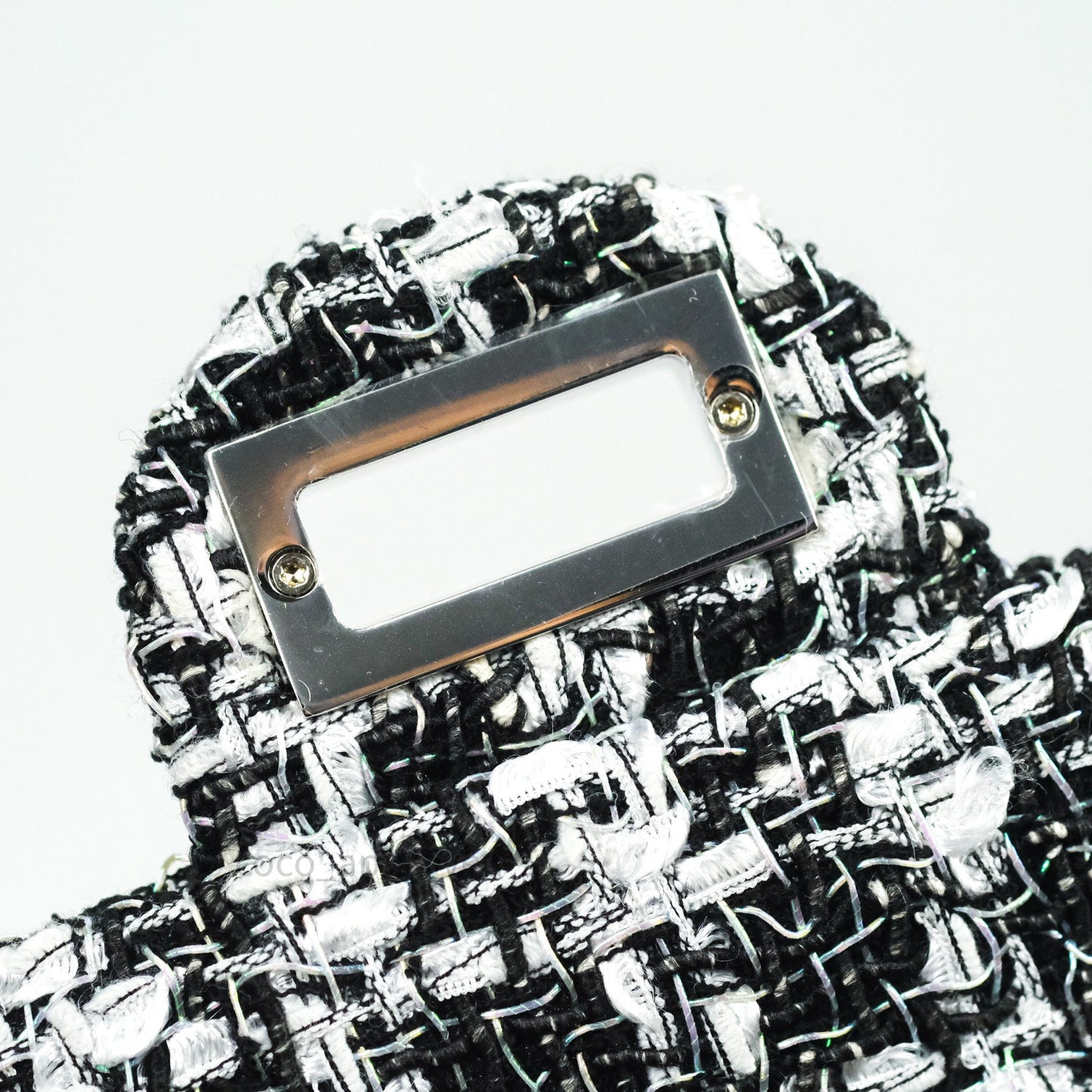 Chanel Reissue Quilted Tweed Black White Enamel Silver Hardware 226