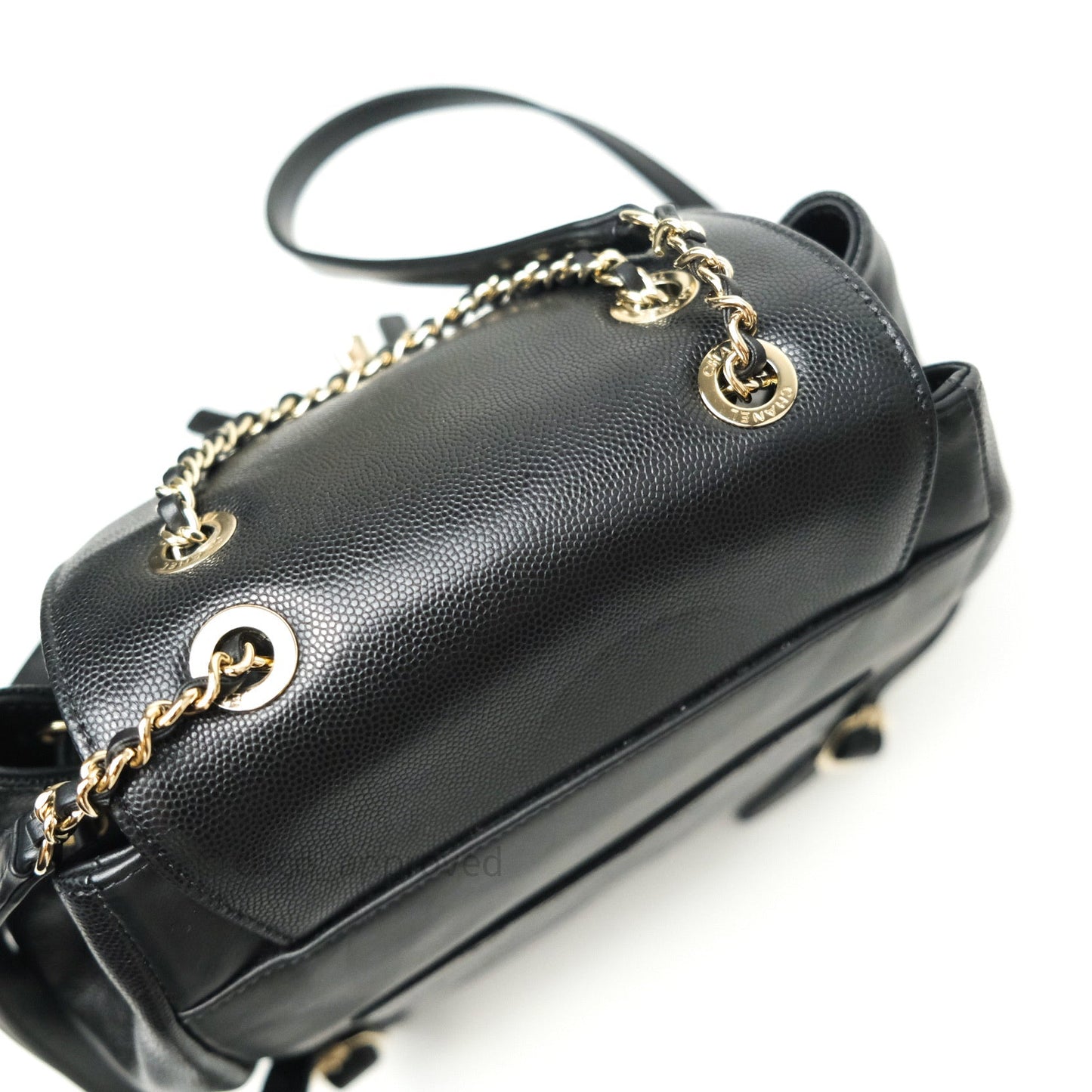 Chanel Quilted Business Affinity Backpack Black Caviar Light Gold Hardware