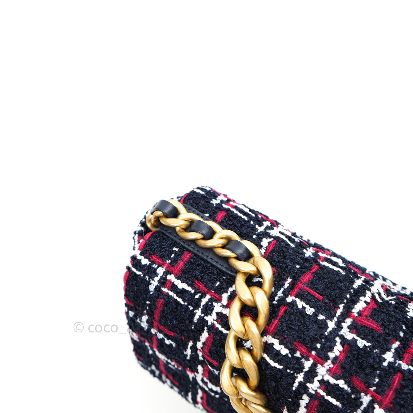 Chanel 19 Small Tweed Red Navy Mixed Hardware
