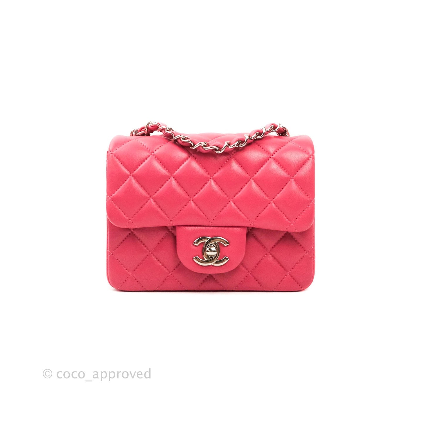 Chanel Mini Square Pink Lambskin Silver Hardware