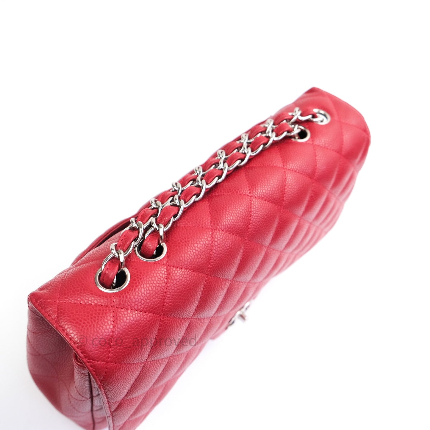 Chanel Jumbo Single Flap Red Caviar Silver Hardware⁣⁣