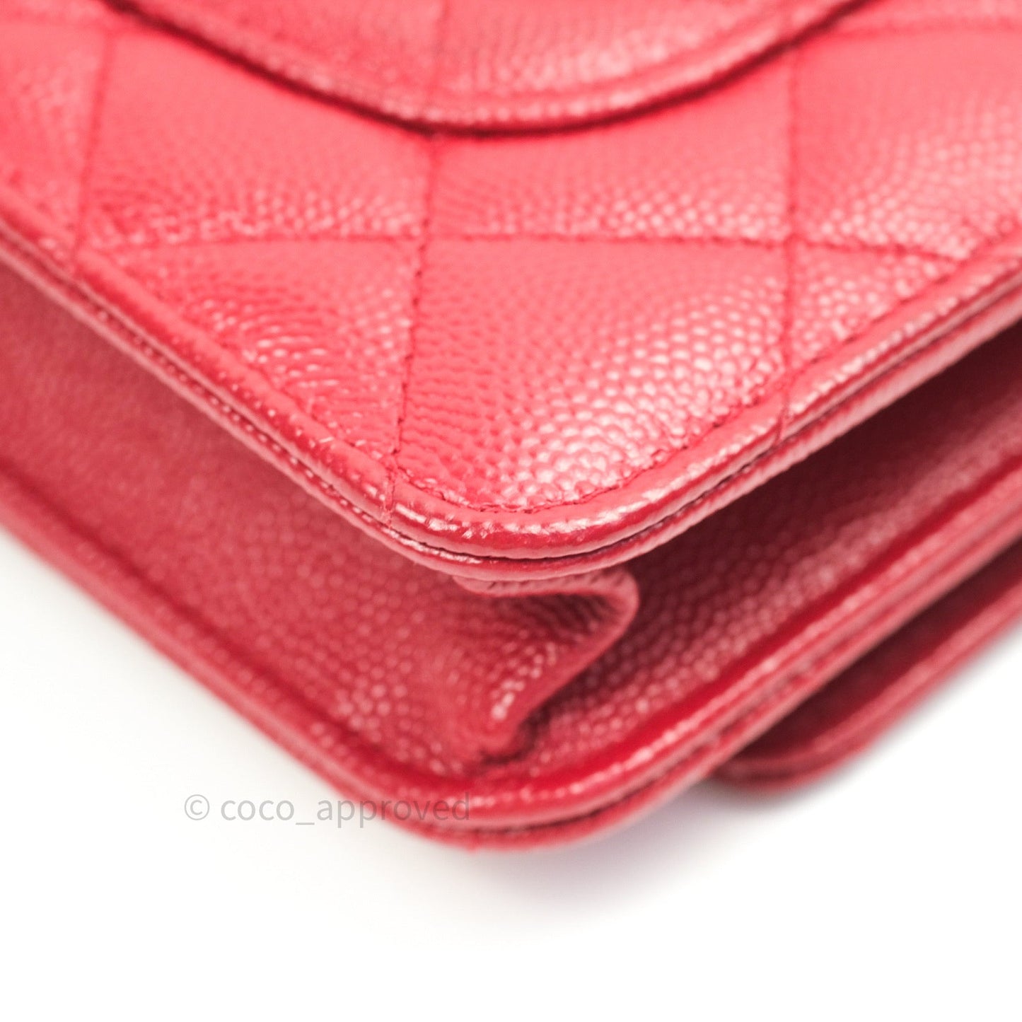 Chanel Quilted Wallet on Chain WOC Red Caviar Gold Hardware 17B