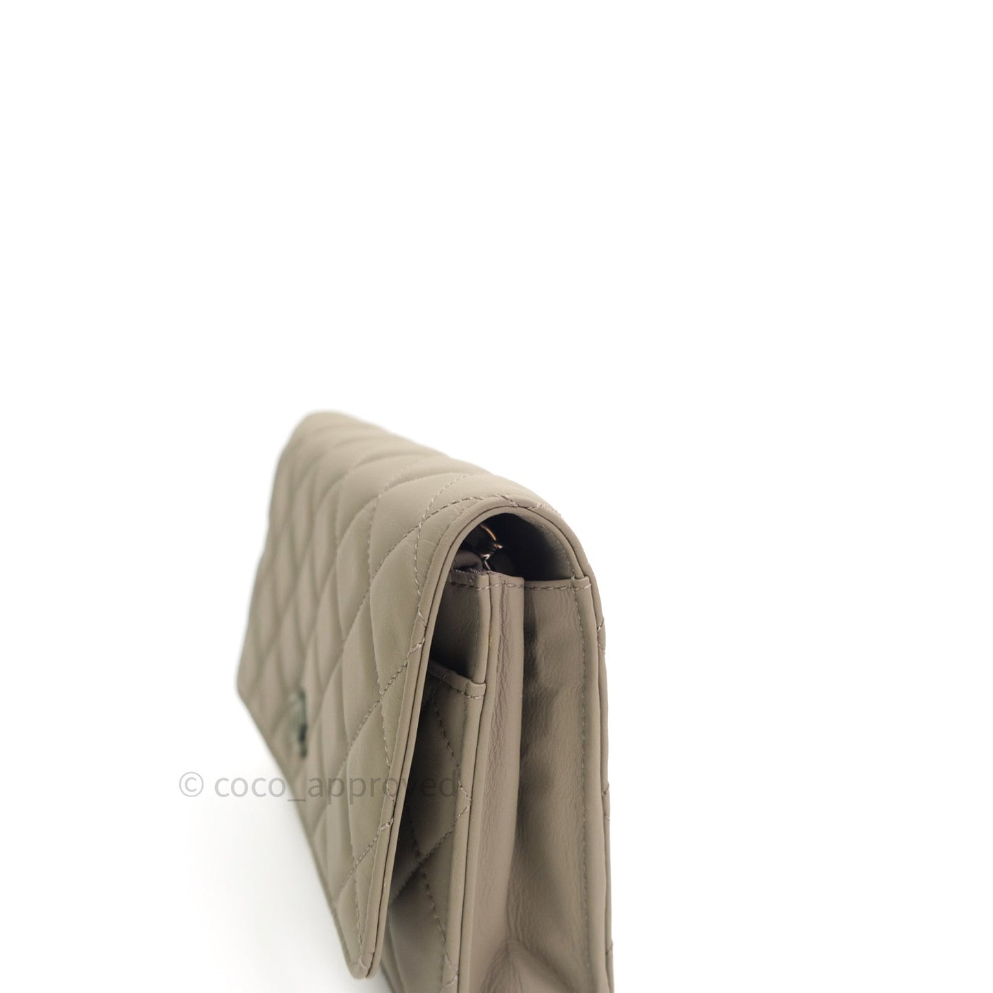 Chanel Quilted Wallet on Chain WOC Grey Calfskin Matte Grey Hardware