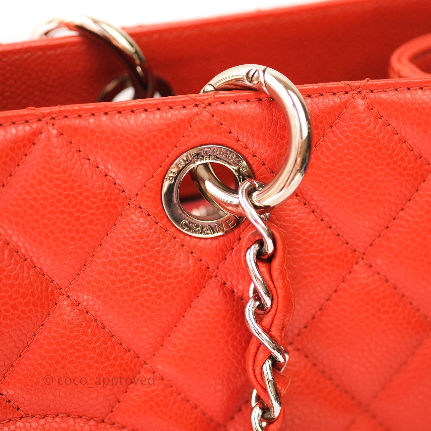 Chanel XL Grand Shopping Tote GST Red Caviar Silver Hardware