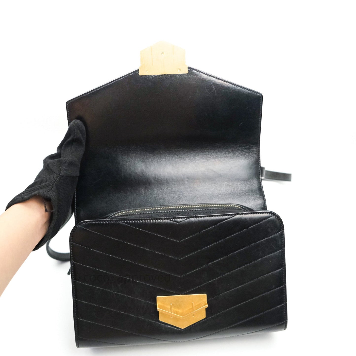 Chanel Chevron Calfskin Medium Medal Flap Black