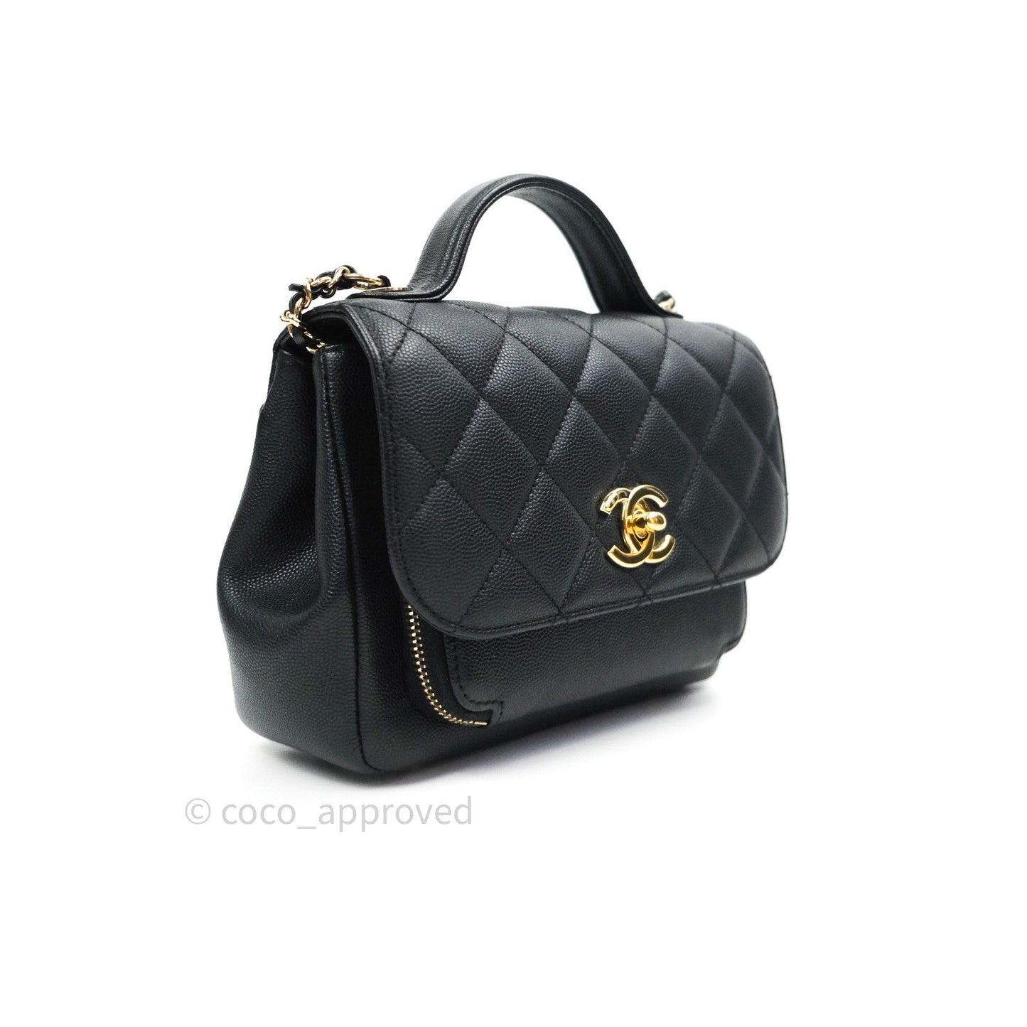 Chanel Quilted Small Business Affinity Flap Black Caviar Light Gold Hardware