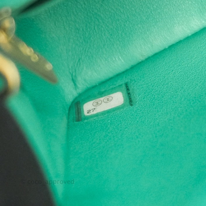 Chanel Quilted Mini Rectangular Turquoise Blue Lambskin Aged Gold Hardware
